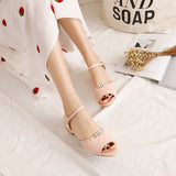 Flat Dress Sandals Summer Low Heel Peep Toe Buckle Sandals