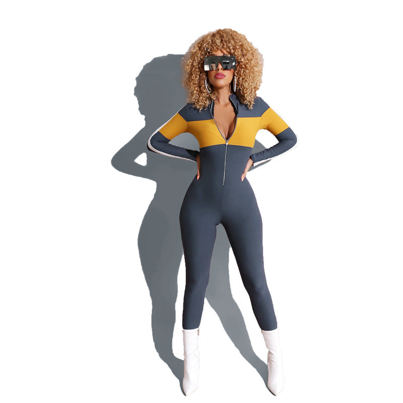 Autumn Jumpsuit Tight Jumpsuit Long Sleeve Pants Casual Multicolor