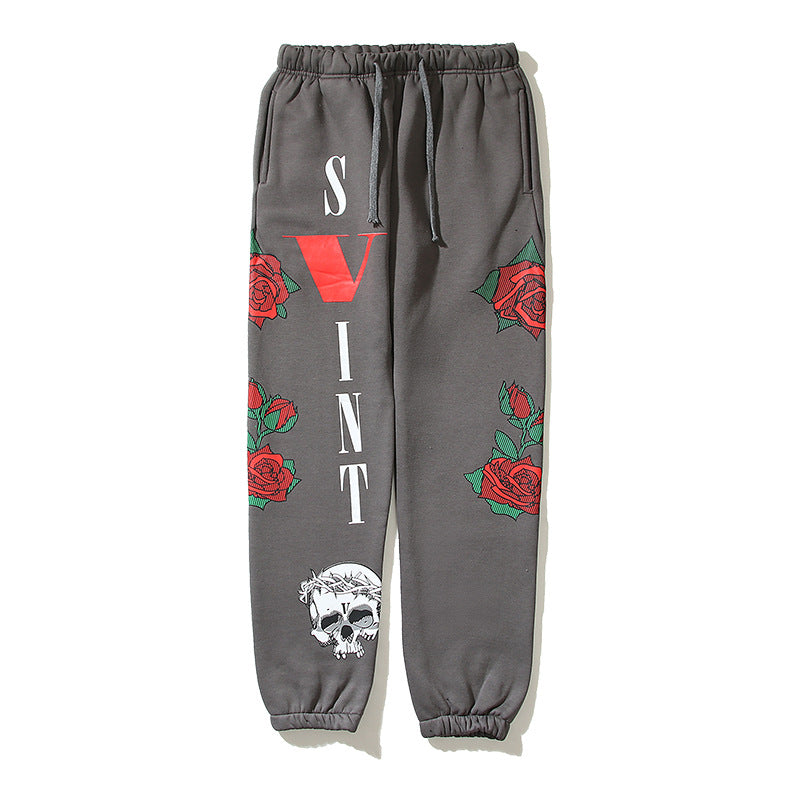 Kanye West Sunday Service Pant Autumn and Winter Cotton Distressed Rose Sports Leisure