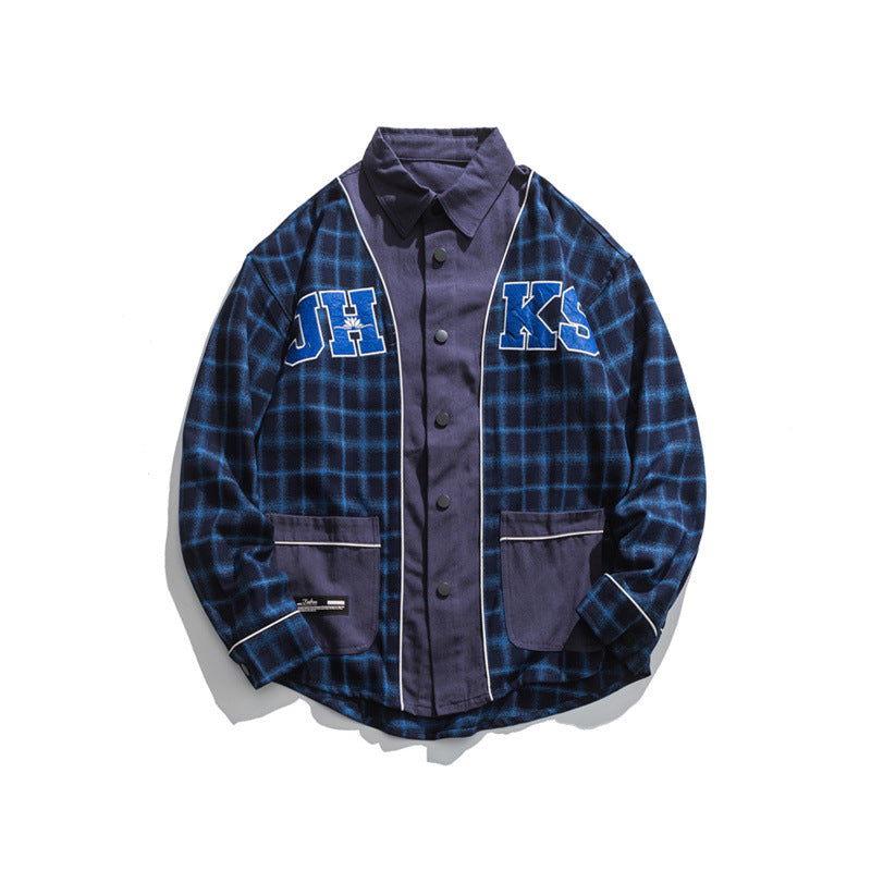 Yellow Varsity Jacket Autumn Coat Male Fake Two Pieces Versatile Jacket Top