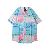 Baggy Baseball Jersey Baseball Cardigan Short Sleeve T-shirt Summer