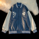 Baby Blue Varsity Jacket Baggy Coat Men's and Women's Jacket Autumn Baseball Uniform