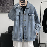 Denim Varsity Jacket Autumn and Winter Denim Jacket Men's Printed Loose Oversize Couple Jacket