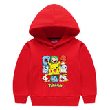 Children Pokemon Pikachu Hoodie Hooded Hoodie Fleece-Lined