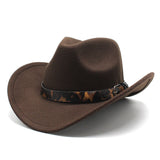 Cowboy Hats Belt Cowboy Hat Autumn and Winter Woolen Hat for Men and Women Fedora Hat