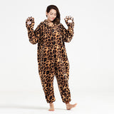 Hoodies Blankets Autumn and Winter Leopard Print Cartoon Animal Jumpsuit Fleece-Lined Thickened Cute