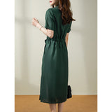 Safari Dress Spring and Summer Solid Color Dress