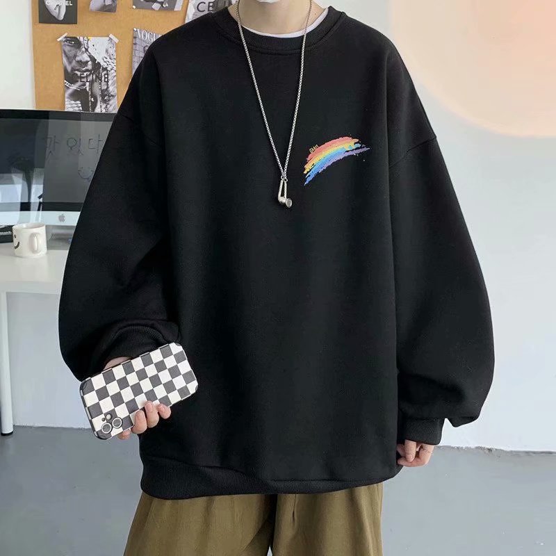 Men Sweatshirts Sweater Men's Autumn Loose round Neck Print