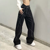 Julia Fox Low Rise Trousers Personality Design Loose Wide Leg