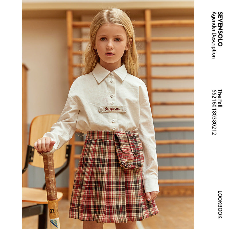 Girls' Autumn Children's Long-Sleeved White Shirt Children Girl's Spring Clothes