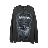Mens Fall Outfits Autumn Portrait Graffiti Printing Long Sleeve T-shirt Men Oversize