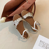 Flat Dress Sandals Summer Flat Hollowed Buckle Strap Casual Sandals