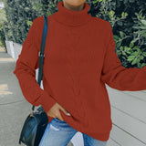 Women Fall Outfits Knitted Long Sleeve Loose Turtleneck Sweater Women