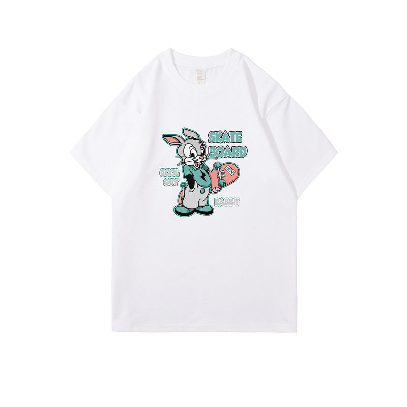 Bugs Bunny Shirt Summer Printed Loose round Neck Men's and Women's Short Sleeve