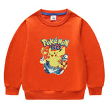 Children Pokemon Pikachu Hoodie Cotton Top Children's round Neck Bottoming Shirt