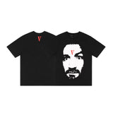 Vlone T Shirt Character Print Short Sleeve T-shirt Men and Women Couple High Street Wide Loose Large V Half Sleeve