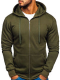 Black Zip Up Hoodie Men 'S Solid Color Hooded Cardigan Men 'S Sweater Youth Sports Jacket