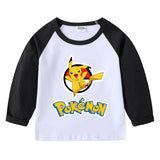 Children Pokemon Pikachu Hoodie Spring and Autumn Children's T-shirt round Neck