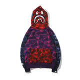 WGM Closing Shark Head Color Stitching Hoodie Fall Winter Coat