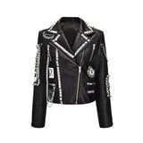 Punk Rock Jacket Rivet Graffiti Punk Pu Jacket