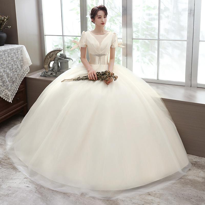 Women's Evening Dress Ball Gown Princess Quinceanera Wedding Dresses Simple Champagne Small Pregnant Women Tulle Tutu Dress