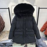 Women Winter Coats Puffer Jacket Down Coat Down Jacket Women 'S Short Drawstring Thickened Hooded Large Fur Collar Coat