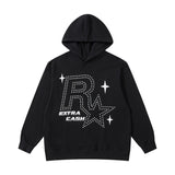 Mens Fall Outfits Hooded Sweater Men's and Women's Autumn Casual Contrast Color Skull Puff Print Coat