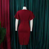 Nina Parker plus Size Dresses Summer Ruffle Sleeve Tight Bandage plus Size Dress