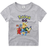 Children Pokemon Pikachu T Shirt Summer Short Sleeve Cotton Leisure Sports