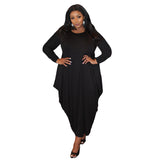 Nina Parker plus Size Dresses round Neck Long Sleeve Hem plus Size Dress