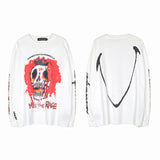 Mens Fall Outfits Skull Graffiti Printing Couple T-shirt Men and Women Oversize Long Sleeve