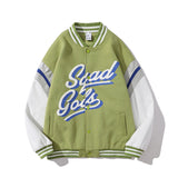 Mens Fall Fall/Winter Male Letter Embroidered PU Leather Sleeve Color Matching Baseball Jacket Sports Jacket