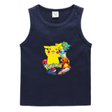 Children Pokemon Pikachu T Shirt Cotton Leisure Sports Sweat-Absorbent Vest