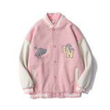 Baby Blue Varsity Jacket Fashion Brand Retro Embroidered Baseball Uniform Spring Loose Coat