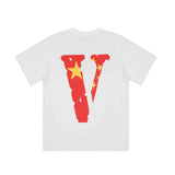 Vlone T Shirts the Five-Starred Red Flag Nurse Large V Printed Short Sleeve T-shirt Men and Women High Street Half Sleeve