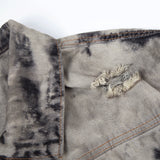 Men Denim Coat Jean Jackets Ripped Distressed Tie-Dyed Denim Jacket Men's Polo Collar Jacket Vintage Denim Jacket