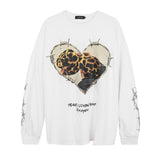 Mens Fall Outfits High Street Personality Portrait Printing Casual Long Sleeve T-shirt Loose Couple Base Top