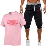 Stranger Things T Shirt Summer Fashion Printed Stranger Things Cotton Short Sleeve T-shirt Cropped Pants Suit