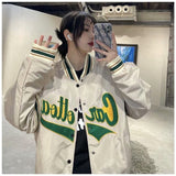 Cream Color Varsity Jacket Spring and Autumn Baseball Uniform Men's Coat