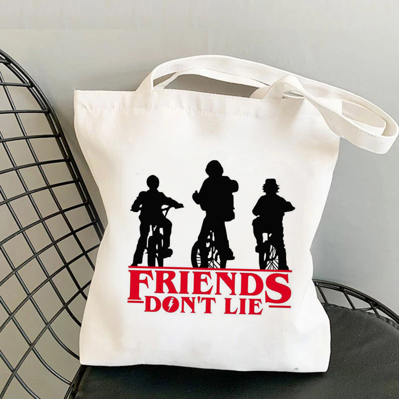 Stranger Things Hellfire Club Handbag Stranger Things Printed Canvas Bag Personalized Creative One Shoulder Student Shopping Bag