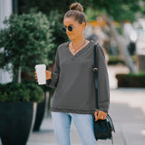 Women Fall Outfits Autumn and Winter V-neck Sexy off-the-Shoulder Top Female