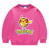 Children Pokemon Pikachu Hoodie Spring and Autumn Solid Color round Neck Sweater