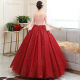 Women'S Evening Dress Ball Gown Princess Quinceanera Wedding Dress Evening Dress Long Performance Dress Pettiskirt Wine Red Toast Dress