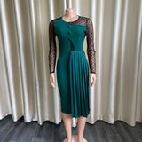 Nina Parker plus Size Dresses Mesh Slim Fit Patchwork Sheath Split Dress