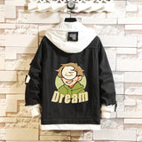 Comic Denim Jacket Dream Hooded Hoodie Long Sleeve Denim Jacket
