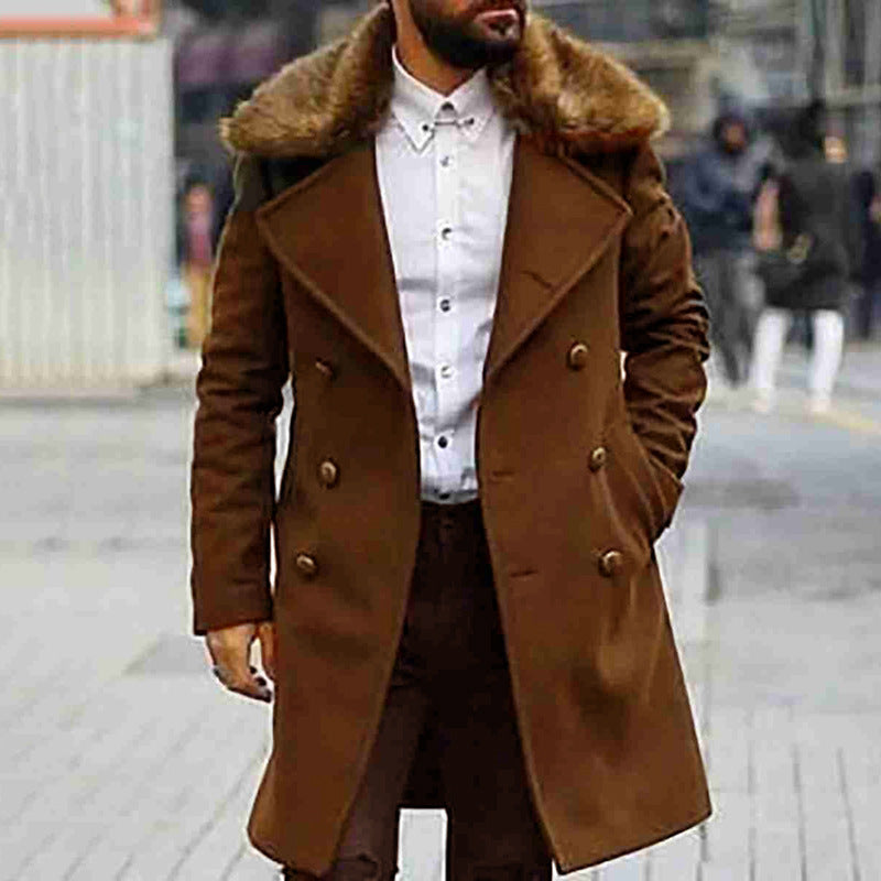 Blade Runner Jacket Men's Fur Collar Long Sleeve Coat Trench Coat