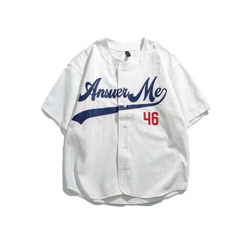 Baggy Baseball Jersey Summer T-shirt Casual Men's Short Sleeve