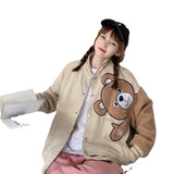 The Bears Varsity Jacket Double-Layer Jacket Women's Jacket Bear Baseball Uniform Autumn and Winter Special-Interest Design Jacket