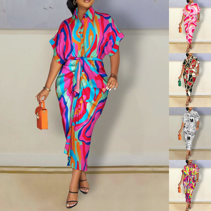 Nina Parker Graffiti Dress Long Sleeve Button Shirt Dress