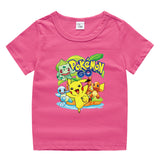 Children Pokemon Pikachu T Shirt Cotton Short Sleeve round Neck T-shirt Sports Casual Cute